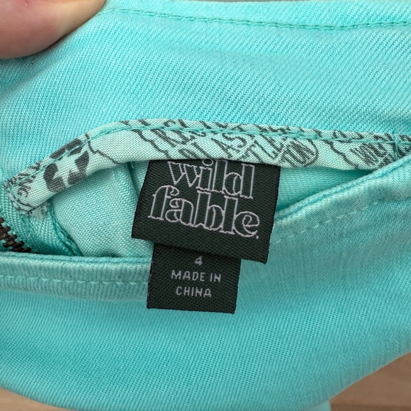 Wild Fable Notch Front Stretch Denim Mini Skirt Distressed Aqua Blue NWT Size 4 - Picture 9 of 9